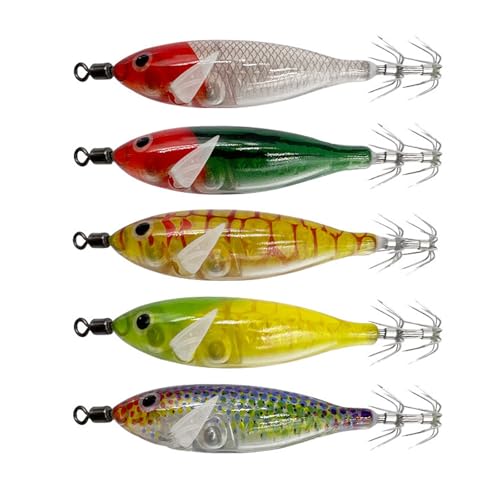 5Pcs Angeln Tintenfisch Jigs Lockt Jigs Tintenfisch Angeln Lockt Köder Set Süßwasser Salzwasser Angeln Jigs Harte Haken von KJDKNC