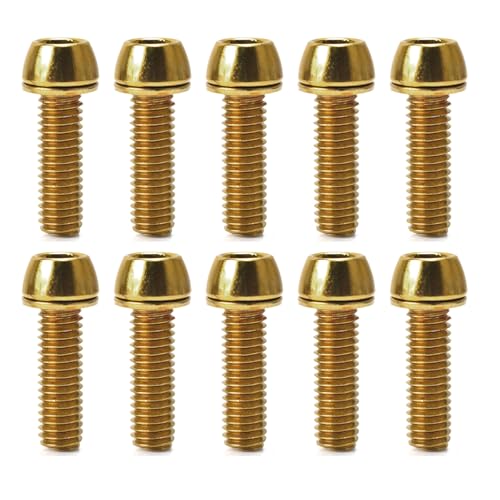 KJDKNC 10 Stück M6 x 20 mm Stahl Fahrräder Vorbauschraube Kegelkopfschrauben Schrauben mit Unterlegscheiben Fahrradvorbau Top Bolzen Schraube von KJDKNC