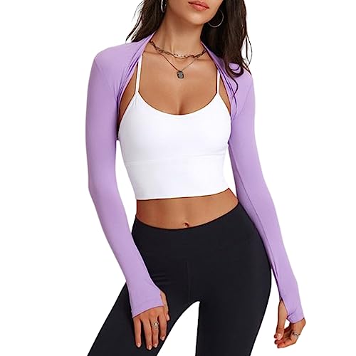 KJDKNC Solides Yoga-Oberteil für Damen, vorne offen, bauchfrei, Cardigan, Damen, Yoga, Armärmel, Abdeckung für Sonnenkleidung von KJDKNC