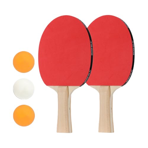 KJDKNC Tischtennisschläger Mit 3 Bällen PingPong Paddel Training Tischtennisschläger Tischtennis Zubehör Für Drinnen Und Draußen von KJDKNC