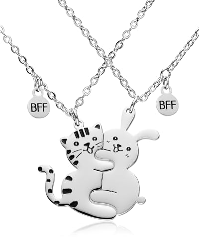 KJHFD Jewelry Beste-Freunde-Ketten BFF 2/3, niedliches Cartoon-Split-Herz, passende Freundschaftsgeschenke für 2/3 Frauen, Teenager, Jungen, Mädchen, BFF-Schwester. Jewelry for Girls von KJHFD