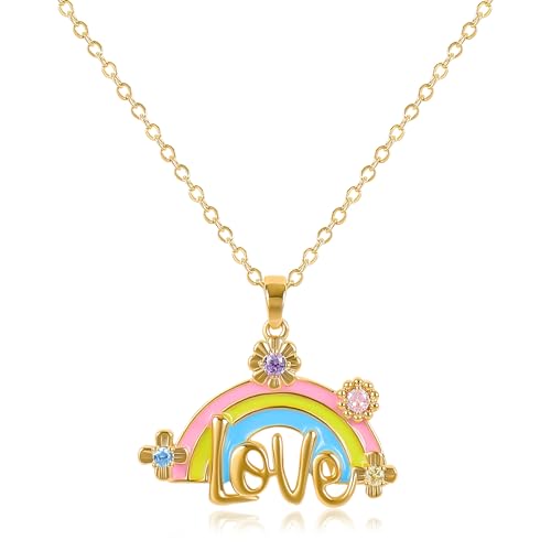 KJHFD Jewelry Bunter Regenbogen-Anhänger für Frauen und Teenager-Mädchen. Niedlicher Regenbogen-Anhänger für Teenager-Mädchen, Messing, ohne Edelstein Jewelry for Girls von KJHFD