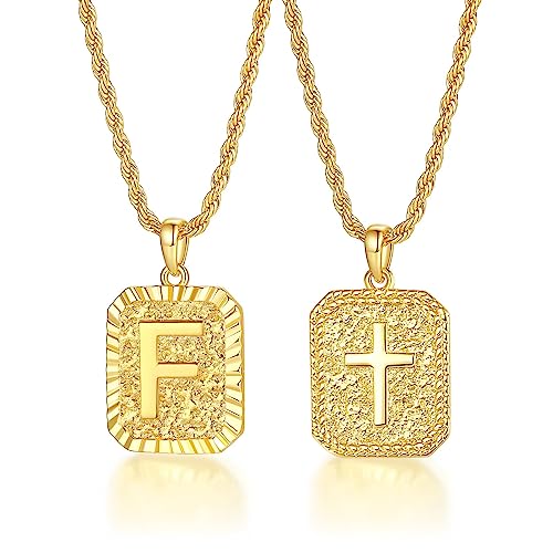 KJHFD Jewelry Goldene Initiale s für Männer und Frauen, vergoldeter Kreuzanhänger mit dem Buchstaben AZ und Verstellbarer Seilkette, Buchstabe für Frauen und Männer Jewelry for Girls von KJHFD