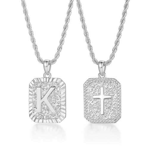 KJHFD Jewelry Goldene Initiale s für Männer und Frauen, vergoldeter Kreuzanhänger mit dem Buchstaben AZ und Verstellbarer Seilkette, Buchstabe für Frauen und Männer Jewelry for Girls von KJHFD