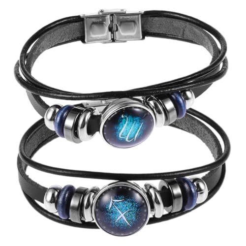 KJHFD Women's Jewelry 2 Stück Sternbild-Armreif, trendiges Sternbild-Armband, Rindsleder jewlery von KJHFD