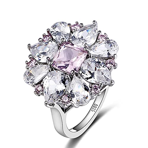 KJHFD Women's Jewelry Blumenform-Schmuckringe für Frauen, Hochzeit, Verlobung, Spinell-Edelstein-Ring jewlery von KJHFD