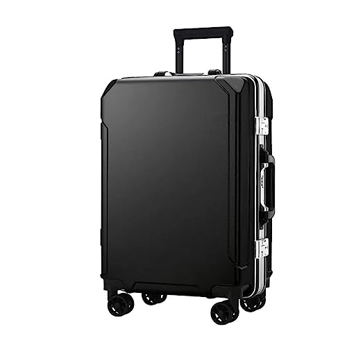 KJZQXYX Koffergepäck mit Spinnerrädern, Trolley-Koffer mit Aluminiumrahmen, zwei USB-Ladeanschlüssen, TSA-Zahlenschloss (black 20 in) von KJZQXYX