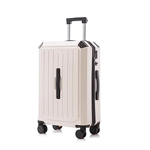 KJZQXYX Koffergepäck mit Spinnerrädern, großer Kapazität, Ladepasswort-Reisetrolley, mit Getränkehalter (white 20 in) von KJZQXYX