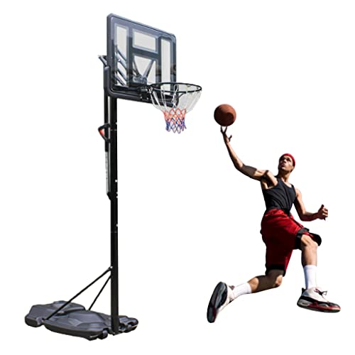 Tragbarer Lift-Basketballkorb, mit Rückwand und nachfüllbarer Basis, geeignet für Erwachsene und Jugendliche von KJZQXYX