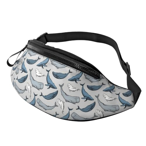 Whales are Everywhere Gürteltasche, verstellbarer Riemen, modische Gürteltasche für Sport, Workout, Laufen, Wandern, Schwarz , Einheitsgröße, Hüfttaschen von KKKKKOUU