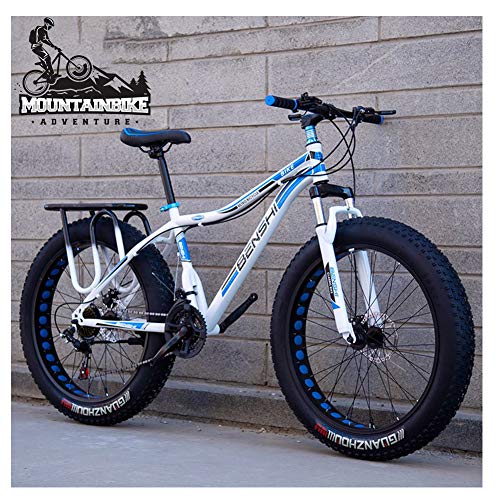 KKNSYW Hardtail-Mountainbike mit Vorderradaufhängung, mechanische Scheibenbremse für Erwachsene, Herren, Damen, Hartstahl, All-Terrain-Fat-Reifen, Mountainbike, rutschfest, Schwarz, 66 cm (26 Zoll), von KKNSYW