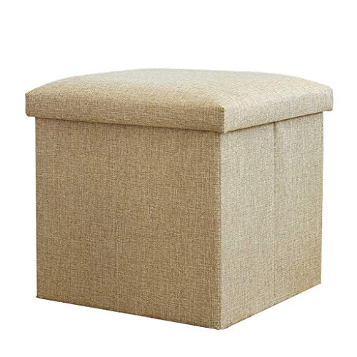 KKXXYQFC Aufbewahrungsbox, zusammenklappbar, Sitzhocker aus Leinenstoff, Fußstütze, zusammenklappbarer Fußhocker, vielseitig, platzsparend, Würfel FENPING (Farbe: Beige) von KKXXYQFC