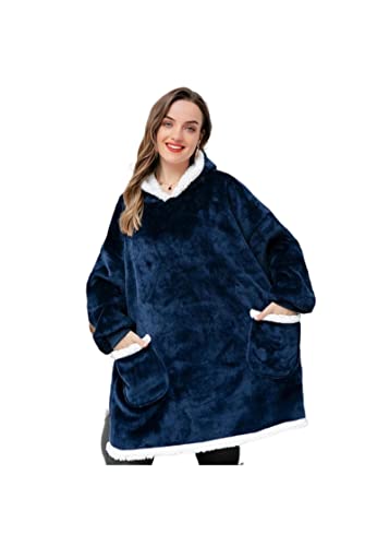 KKXXYQFC Decke mit Kapuze, Winter, übergroß, Kapuzenpullover, Sweatshirt, Damen, Herren, Pullover, riesige TV-Decke, Kapuzenpullover, superlange Flanelldecke mit Ärmeln von KKXXYQFC