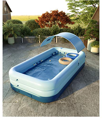 KKXXYQFC Drahtloses, automatisches, aufblasbares PVC-Schwimmbecken, großes Schwimmbecken für Erwachsene für den Heimgebrauch, Sonnenschutz-Schwimmbecken im Freien für Kinder, 2,1 m, Blau von KKXXYQFC