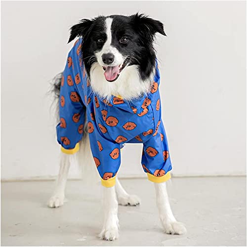 KKXXYQFC Haustier-Regenmantel, mittelgroßer und großer Hund, wasserdichter vierbeiniger Regenmantel, Hunde-Regenmantel mit Kapuze (A, XL) von KKXXYQFC