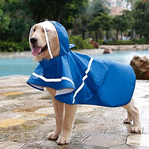 KKXXYQFC Hunde-Regenmantel, Hunde-Regenmantel mit Kapuze, Welpen-Overall, Regenponcho mit reflektierendem Streifen und Aufbewahrungstasche (blau, S) von KKXXYQFC