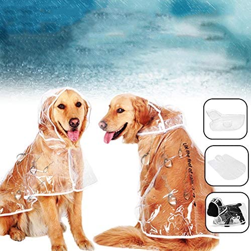 KKXXYQFC Hunderegenmantel, Hunderegenbekleidungsjacke, transparenter Hunde-Regenmantel mit Kapuze, Welpen-Overall, Regenponcho mit Hut (3XL) von KKXXYQFC