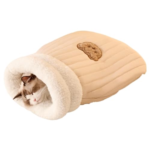 KKXXYQFC Katzenschlafsack, Winter-Haustierschlafsack, halbgeschlossener Schlafsack für Katzen, weiche und Bequeme Katzenbetthöhle, gemütliche Katzenbetten, niedliche Haustierhöhle, Plüschschlafsack von KKXXYQFC