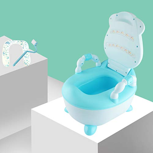 KKXXYQFC Leichter Töpfchenstuhl, rutschfeste Töpfchen-Trainingstoilette mit Deckel und abnehmbarem Behälter, leicht zu reinigende Kinderkommode für 1–6 Jahre alte Kinder, blau, Wattepad von KKXXYQFC