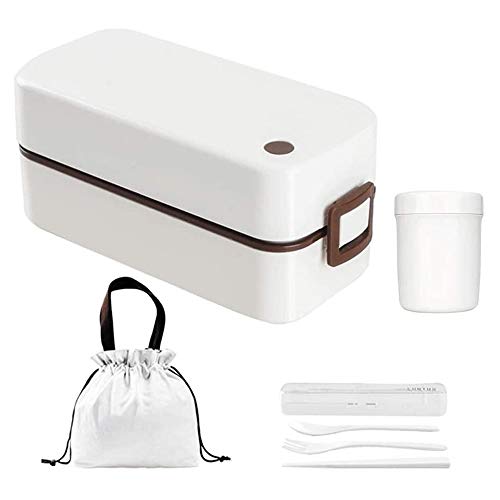 KKXXYQFC Lunchbox Bento Box – Lunchbox, 100% auslaufsicher, Lebensmittelbehälter mit Mehreren Fächern, enthält eine Suppenschüssel, auslaufsichere Bento-Box, 2 Etagen, Bento-Lunchbox, Lunchboxen mit von KKXXYQFC