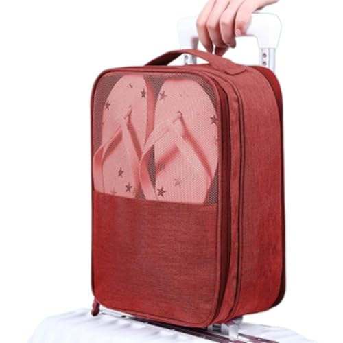 KKXXYQFC Schuhbag Reiseschuhbeutel tragbares Gepäckablagerungsbeutel -Reisebeutel Taschenbag Schuhtasche (Farbe: Rot, Größe: 20x13x30 cm) von KKXXYQFC