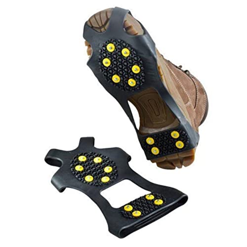 KKXXYQFC Steigeisen EIS 1 Paar SML 10 Noppen Anti-Rutsch-Schnee-EIS-Kletterschuhspikes Eisgriffe Stollen Steigeisen Winterklettern Anti-Rutsch-Schuhabdeckung (Größe: L 21 x 13,5 cm) von KKXXYQFC