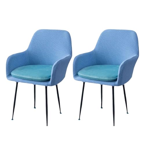 KKXXYQFC Stretch Dining Chair Slippcovers Set von 2 für gekrümmte Flügelbackstühle mit Armen Hellblau Küchenstuhlbezüge stilvoller Akzentstuhl -Stuhl -Schlupfabdeckungen für Esszimmer von KKXXYQFC