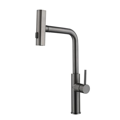 KKXXYQFC Wasserfall-Wasserhahn für die Küche, Küchenarmaturen, Mixer, herausziehbare Brause, Dual-Modus, Single-Modus, Edelstahl, Gun Grey von KKXXYQFC