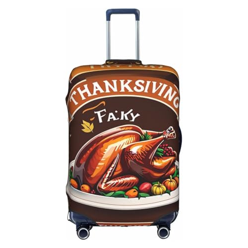 KLAMN Gepäckabdeckung mit Aufdruck "Happy Thanksgiving", Reisegepäckabdeckung, elastischer Kofferschutz, 45,7 - 81,3 cm, weiß, XL von KLAMN