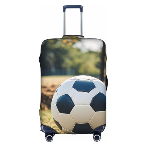 KLAMN Gepäckabdeckung mit Fußball-Aufdruck, Reisegepäckabdeckung, elastischer Koffer-Schutz, 45,7 - 81,3 cm Gepäck, weiß, L von KLAMN