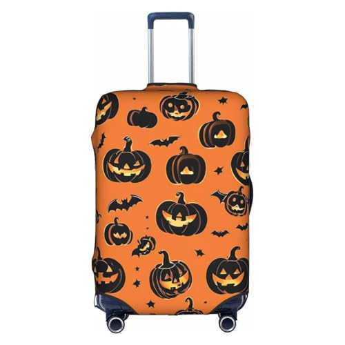 KLAMN Gepäckhülle mit Halloween-Kürbis-Druck, Reisegepäckabdeckung, elastischer Koffer-Schutz, 45,7 - 81,3 cm Gepäck, weiß, L von KLAMN