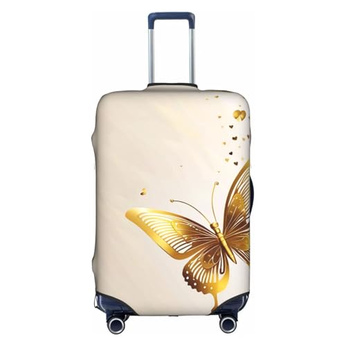 KLAMN Valentine Hearts Golden Butterfly Print Gepäckabdeckung, Reisegepäckabdeckung, elastischer Kofferschutz, 45,7 - 81,3 cm Gepäck, weiß, S von KLAMN