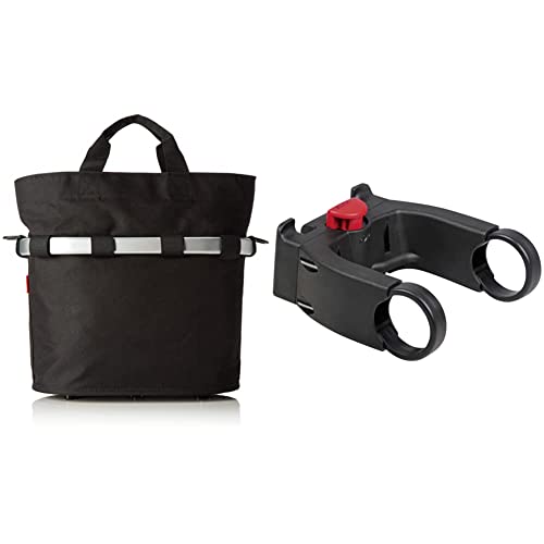 KlickFix Farradtasche Bikebasket Oval S Schwarz, 34 x 31 x 17.5 cm & Unisex Zubehör Lenkeradapter, Schwarz (Model 0211EB), One Size Ohne Schloss EU von KlickFix