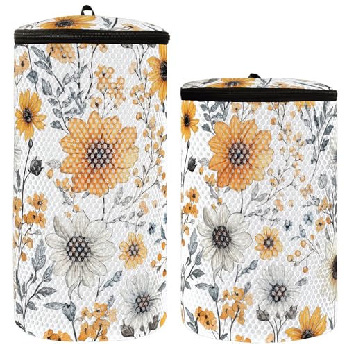 Herbstblumen Dahlie Gänseblümchen Sonnenblume Schuhe Tasche für Waschmaschine Turnschuhe Waschmaschine Tasche 2 Stück Wäsche Schuhbeutel für Waschmaschine Waschbeutel für Schuhe, Herbstblumen Dahlie von KLL