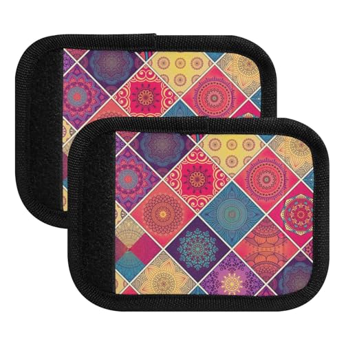 KLL 2 Stück Gepäckgriffbandagen, bunte Mandalas, böhmische Schutzhüllen, Koffer-, Gepäckgriffabdeckungen, Outdoor-Reisezubehör für Reisezubehör, Tasche von KLL