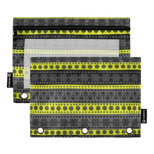 KLL Ethnische Boho-Bindertaschen, Federmäppchen für 3 Ringe, wasserdicht, für Schule, Schreibwaren, Organizer, Upplies, Ethnischer Boho (12), 1 sizex2, Cartoon von KLL