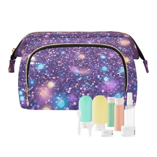 KLL Make-up-Taschen Essentials zum Aufhängen, Kulturbeutel für Damen, Münzgeldbörse für große Kosmetik, Glitzer-Pailletten, lila, blau, Glitzer-Pailletten, Violett, Blau, 25,9 x 15 x 17 cm, von KLL