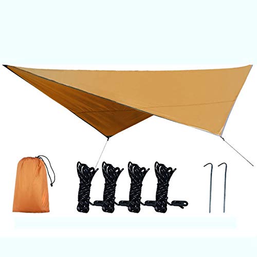 Campingzelt, Outdoor-Himmelsvorhang, multifunktionale Matte, improvisiertes Zelt, Campingbedarf, Wanderzeltstoff (Farbe: Grün) (Messing, Einheitsgröße) von KLLJHB