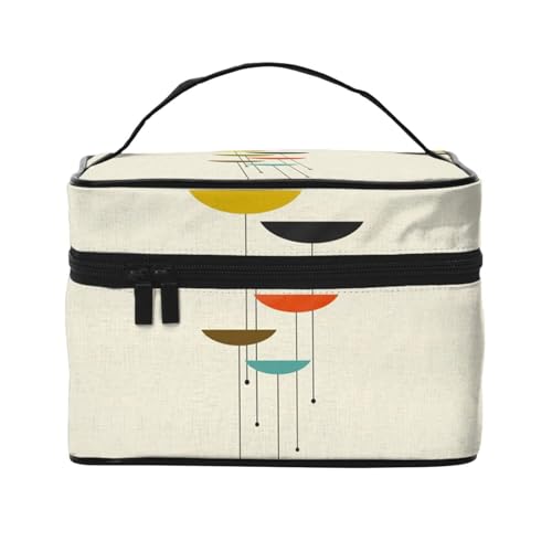 Große Kapazität Reise Mitte Jahrhundert Moderne Drucke Kosmetiktasche Canvas Damen Kulturbeutel Multi Pocket Kosmetiktasche mit Griff Weihnachten Urlaub Kosmetiktasche, Schwarz , Einheitsgröße von KLMELLMDE