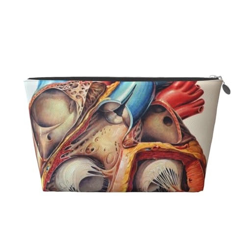 Kosmetiktasche aus Kunstleder, menschliche Anatomie, Herzdiagramm, Reisetasche, Kulturbeutel, Schreibwaren-Tasche, modische Weihnachtsgeschenktasche, silber, Einheitsgröße von KLMELLMDE