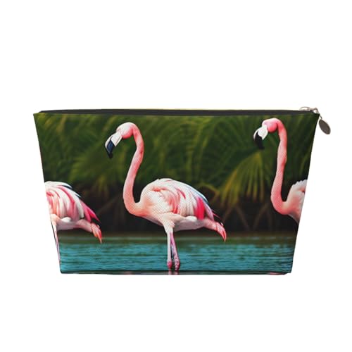 KLNBV Reise-Kulturbeutel mit zwei Flamingos und einem Reißverschluss und groß genug für Kosmetik-Utensilien, Gold, Einheitsgröße von KLNBV