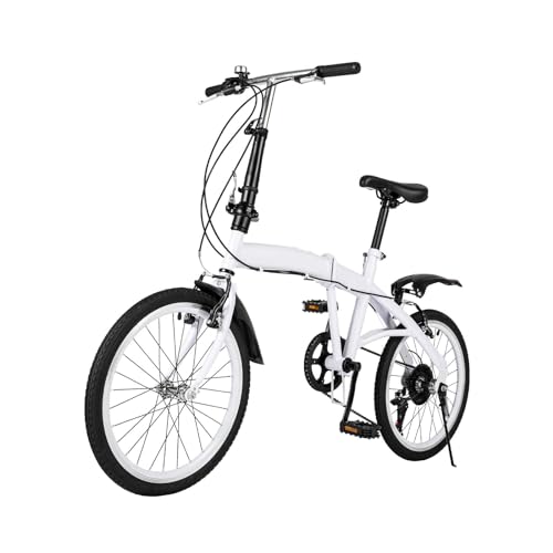 KLOOLIVE 20 Zoll Faltrad Klappfahrrad 7 Gang Klapprad Doppel V Bremse Einstellbare Höhe Weiß KLOOLIVE 20 Zoll Faltrad Klappfahrrad 7 Gang Klapprad Doppel V Bremse Einstellbare Höhe Weiß von KLOOLIVE