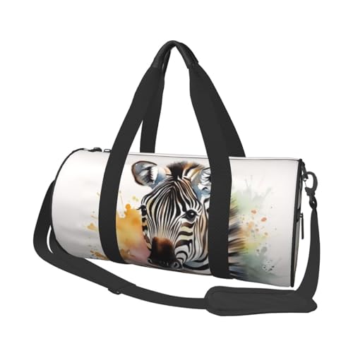 Sporttasche für Damen und Herren, Reisetasche, niedliches Zebra-Aquarell, Wochenendtasche, Segeltuch, Handgepäcktasche für Reisen, Schwimmen, Fitness, Workout, Sport, Seesack, Schwarz, Einheitsgröße, Sporttasche für Damen und Herren, Reisetasche, niedliches Zebra-Aquarell, Wochenendtasche, Segeltuch, Handgepäcktasche für Reisen, Schwimmen, Fitness, Workout, Sport, Seesack, Schwarz, Einheitsgröße, von KLOPH