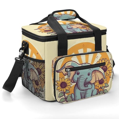 Isolierte Kühltasche, Cheery Elephant Printed Portable Carry Ice Chest Box ist geeignet für Shopping, Camping, Arbeit, Picknick, Strand von KLSVTMEA