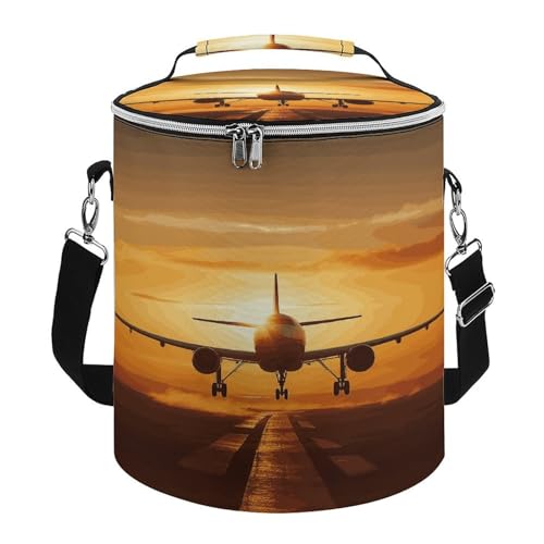 Kühltasche, Flugzeugflugzeug bei Sonnenuntergang, bedruckt, wiederverwendbar, tragbare isolierte Taschen sind geeignet für Büros, Picknicks, Strände und Reisen von KLSVTMEA