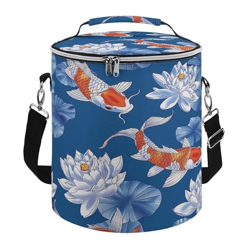 Kühltasche mit Blumen- und Fisch-Aufdruck, wiederverwendbare Lebensmittel-Kühltasche, tragbare isolierte Taschen sind geeignet für Büros, Picknicks, Strände und Reisen von KLSVTMEA