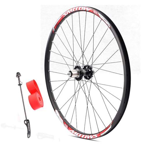 26 27.5Zoll Mountainbike-Laufrad QR-Fahrrad-Laufrad Doppelwandige Aluminium-Legierung Felge Scheibenbremse 32H Nabe Für 7/8/9/10/11 Gang Kassette(Color:Red,Size:27.5'' Rear Wheel) von KLWEKJSD