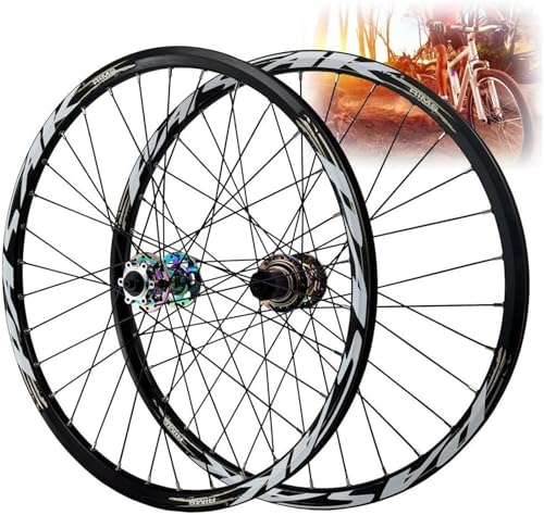 Aluminium Legierung Racing Felge Disc Bremse 32H Bike Radfahren Räder QR for 7-12 Geschwindigkeit MTB Laufradsatz(Gray,26 inch) von KLYso