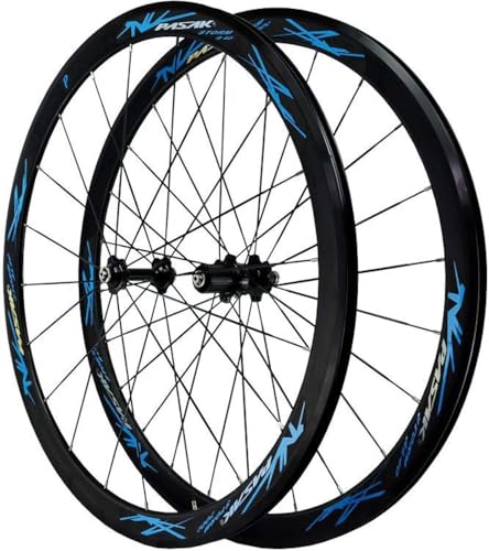 Aluminiumlegierung Rennrad Laufrad Felge Abgedichtete Lager Nabe 24 Loch for 7 8 9 10 Geschwindigkeit Felge 40MM V Bremse Fahrrad Laufradsatz 700C(Blue) von KLYso