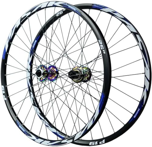 Aluminiumlegierung-Scheibenbremsen-Rennfelge 32H Schnellspanner-Fahrradräder for 7-12-Gang-MTB-Radsatz(Blue,27.5 inch) von KLYso
